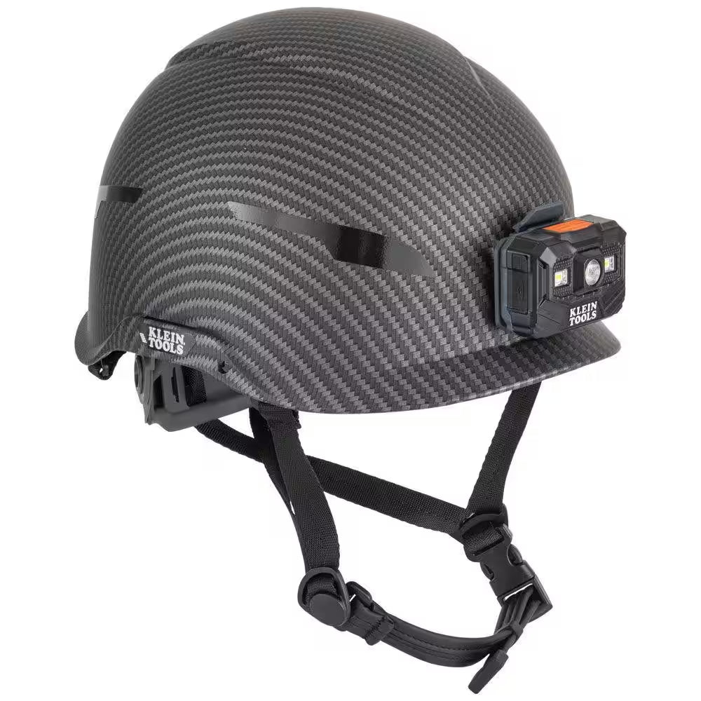 Safety Helmet, Premium KARBN Pattern, Non-Vented, Class E, Headlamp