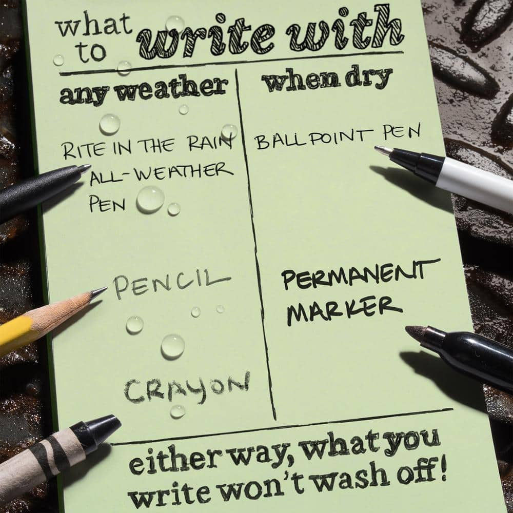 Weatherproof 3 In. X 5 In. Top Spiral Notebook, Green Cover (6-Pack)
