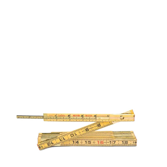 Red End Wood Rule with Slide Rule Extension: Traditional and Versatile Measuring Tool for Precision in Carpentry and Woodworking