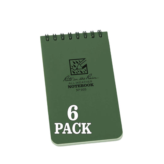 Rite in the Rain Green Weatherproof Pocket Notebooks - 6 Pack