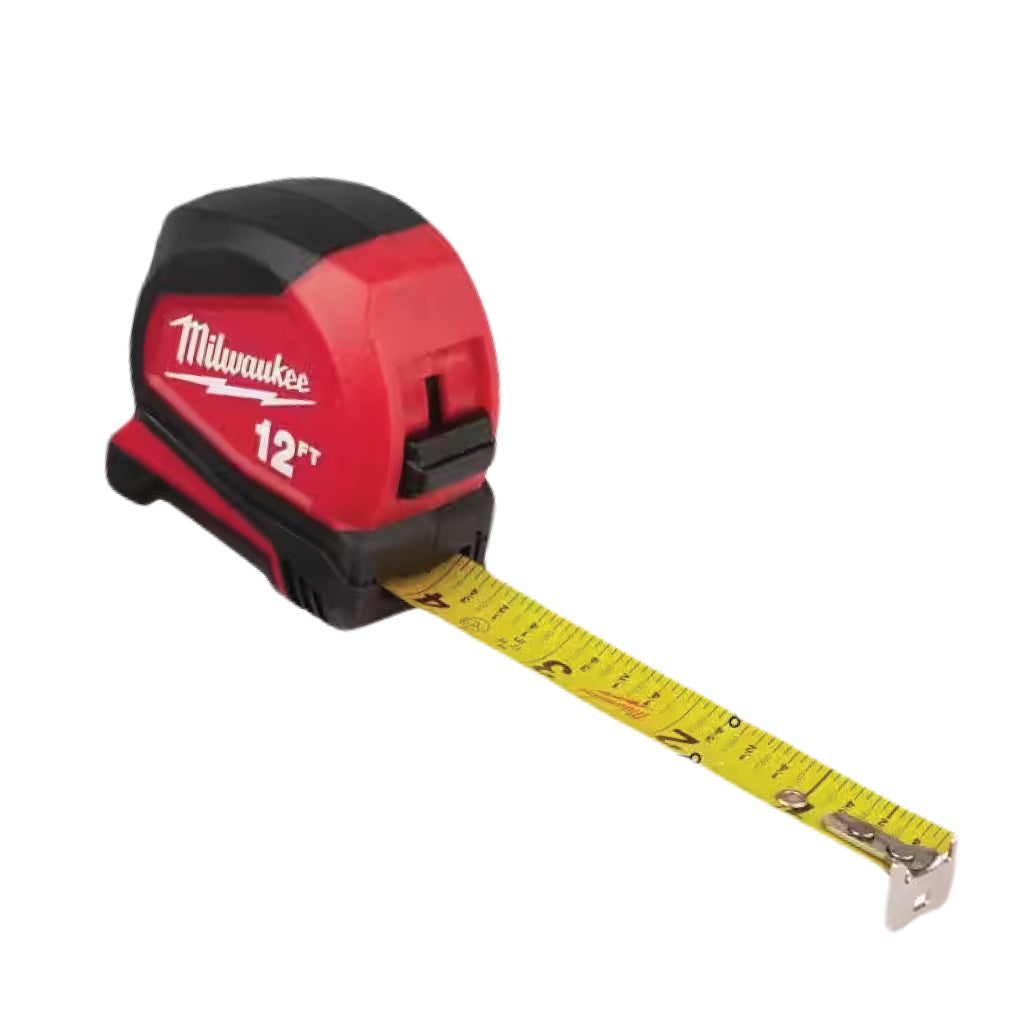 Milwaukee 12ft Heavy-Duty Tape Measure with Nylon Coated Blade: Durable and Reliable Measuring Tool for Accurate Length Assessments