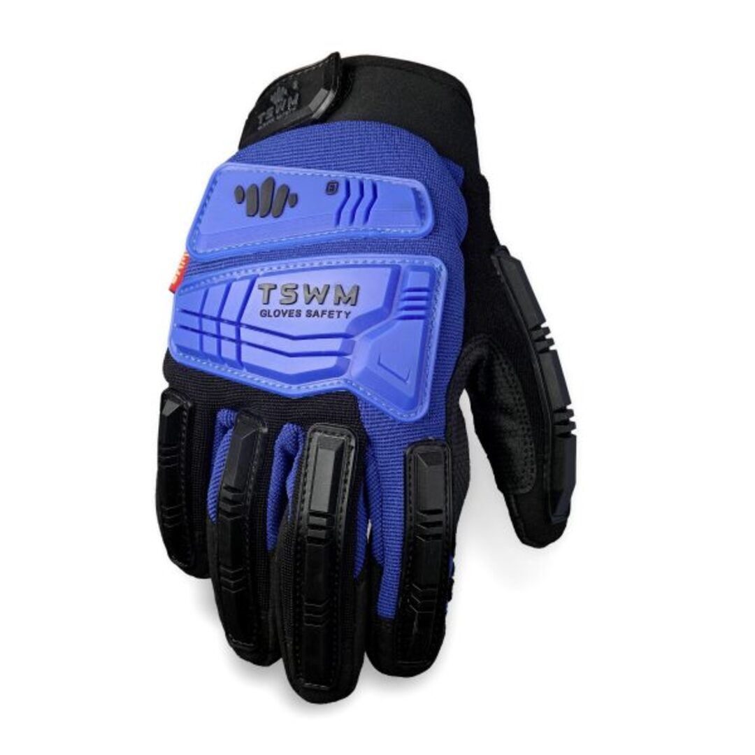 tswm blue black impact demolition construction mechanic gloves top side