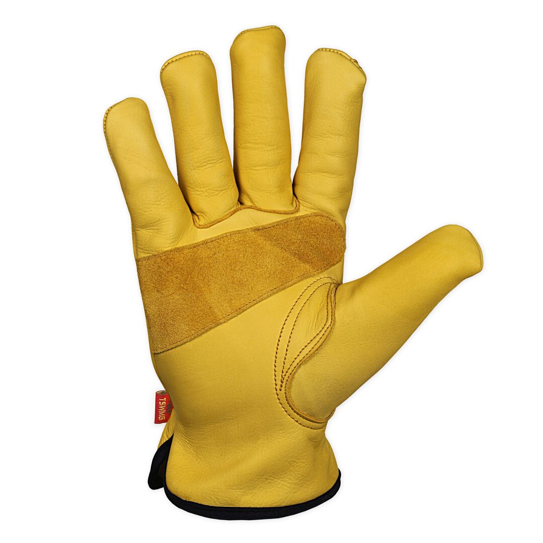 tswm cowhide construction gloves hand side