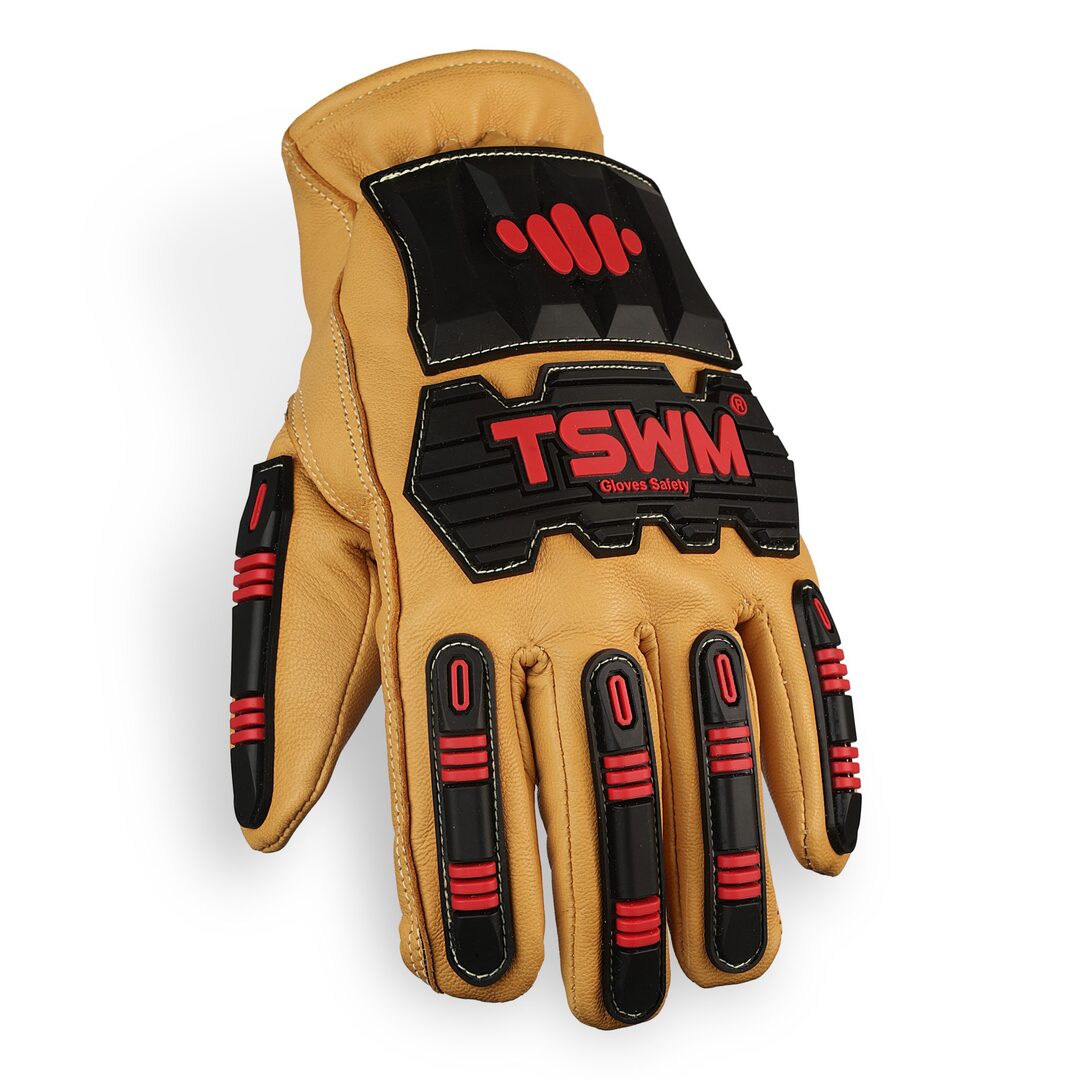 Full-Grain Goatskin Leather Gloves TPRG-596 in use, demonstrating impact protection