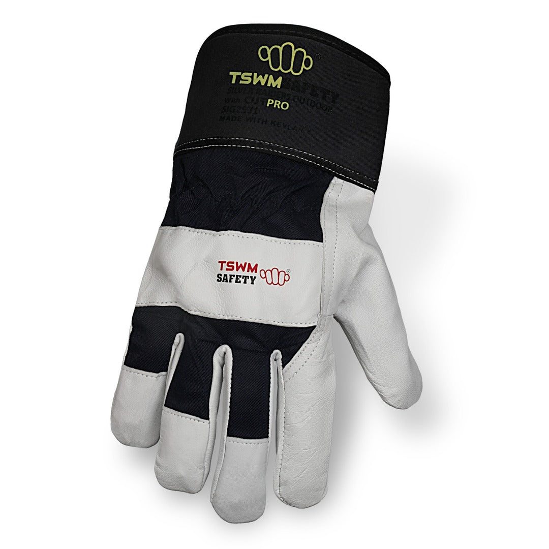 TSWM Leather Palm Gloves SG-0011 in a construction setting, showcasing versatility