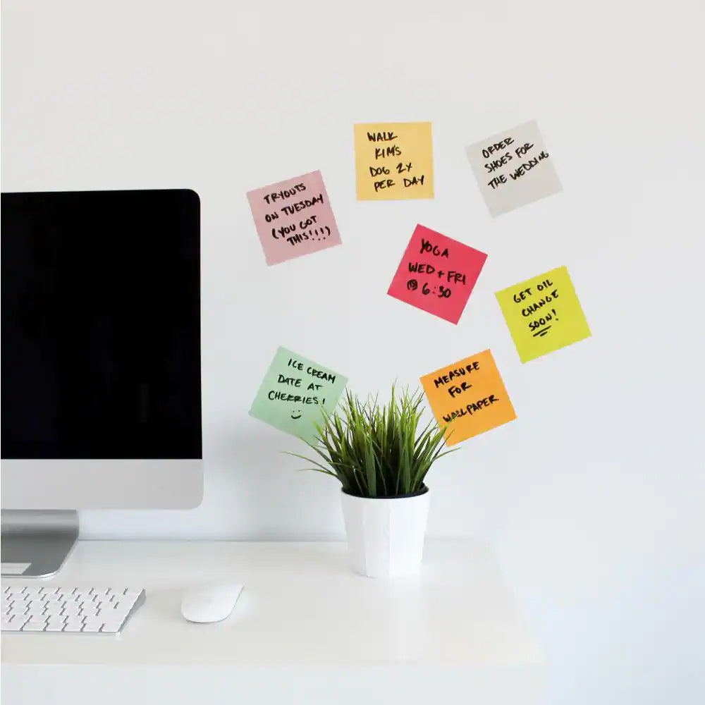 Peel and Stick Dry Erase Sticky Notes Multi-Colored, 4 In. X 4 In., (Set of 8)