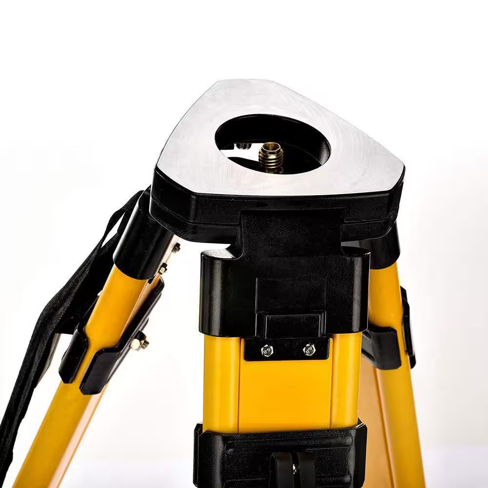 Wood and Fiberglass Quick Clamp Lock Laser Level Construction Tripod with 9 Ft. 10Th 3 Section Aluminum Grade Rod