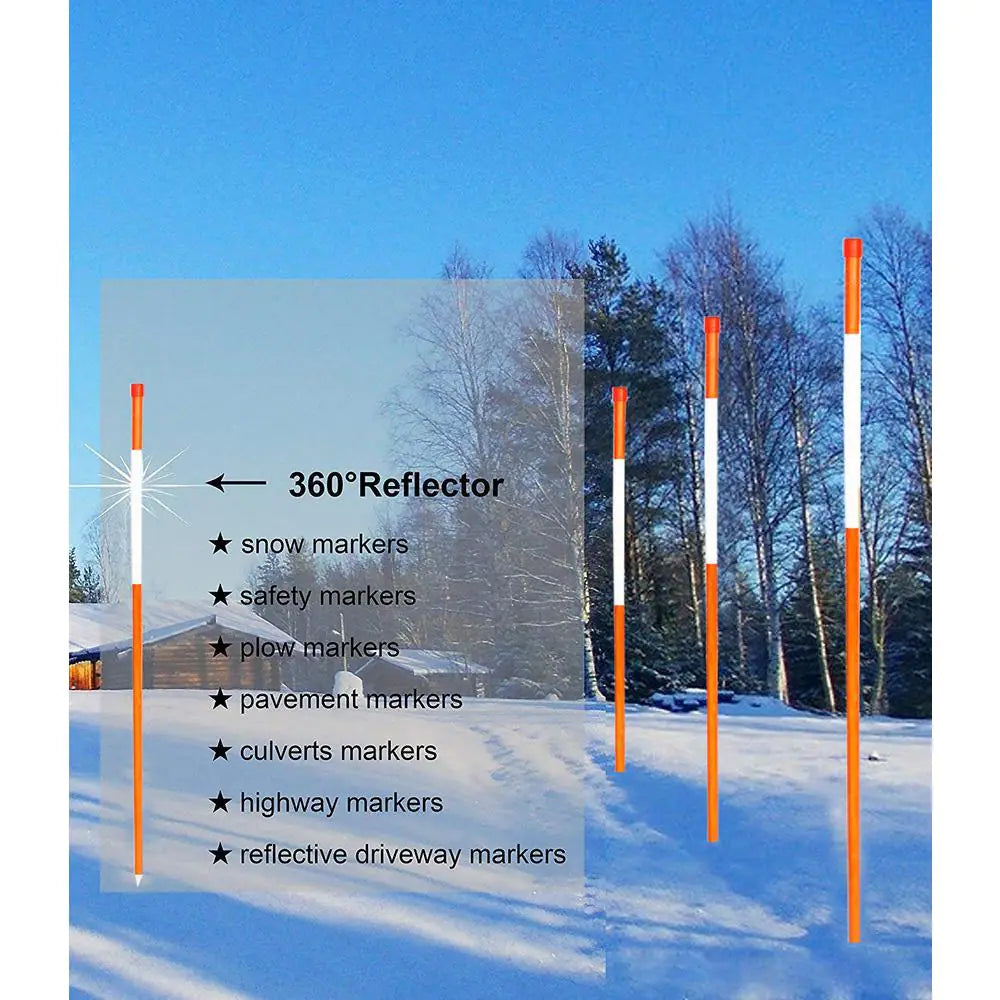 36 In. Driveway Markers Driveway Poles for Easy Visibility at Night Reflective, Orange (12-Pack)