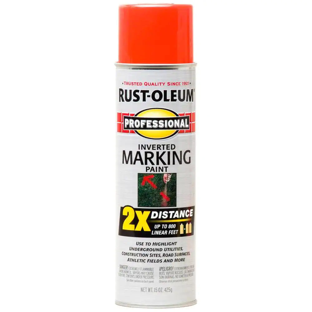 15 Oz. Fluorescent Red-Orange 2X Distance Inverted Marking Spray Paint (6-Pack)