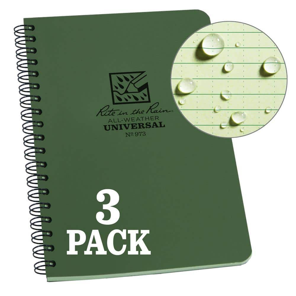 Weatherproof 4.625 In. X 7 In. Side Spiral Notebook Cover in Green (3-Pack)